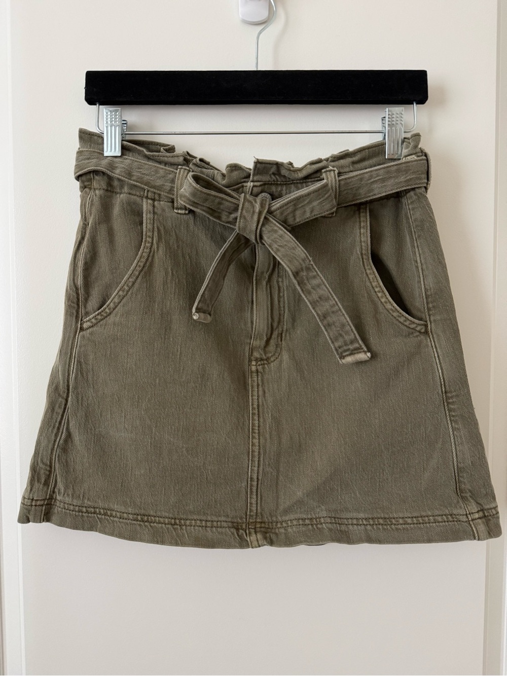 AE Tie-Waist A-Line Skirt - Olive Green